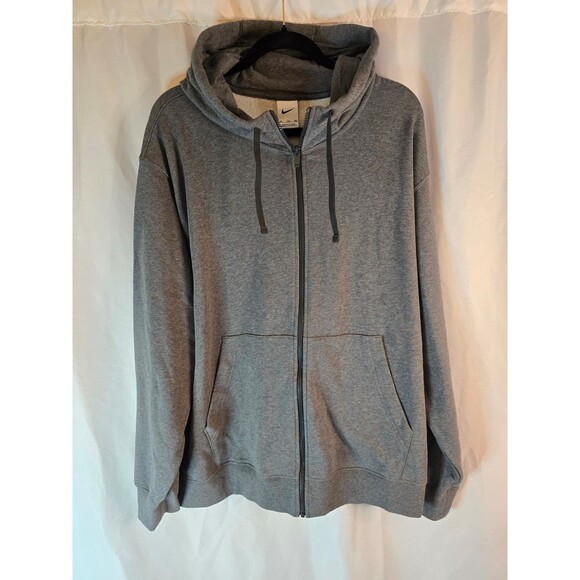 Nike - Men's Club Charcoal Heather Fleece Sleeve Swoosh Full-Zip Hoodie NWT - Picture 4 of 4